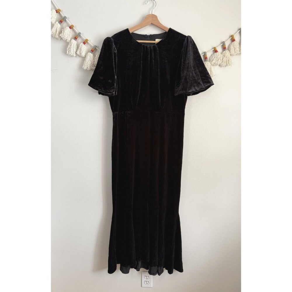 Tuckernuck Black Velvet Elodie Midi Gown Dress Glam Party Prom Whimsical XL